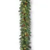 9' Pre-Lit Spruce Mixed Cones Artificial Christmas Garland – Warm White LED Lights