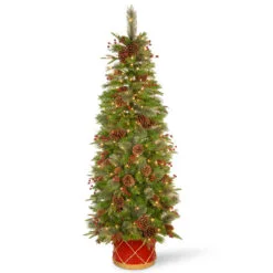 6' Pre-Lit Pencil Colonial Pine Artificial Half Wall Christmas Tree - Clear Lights