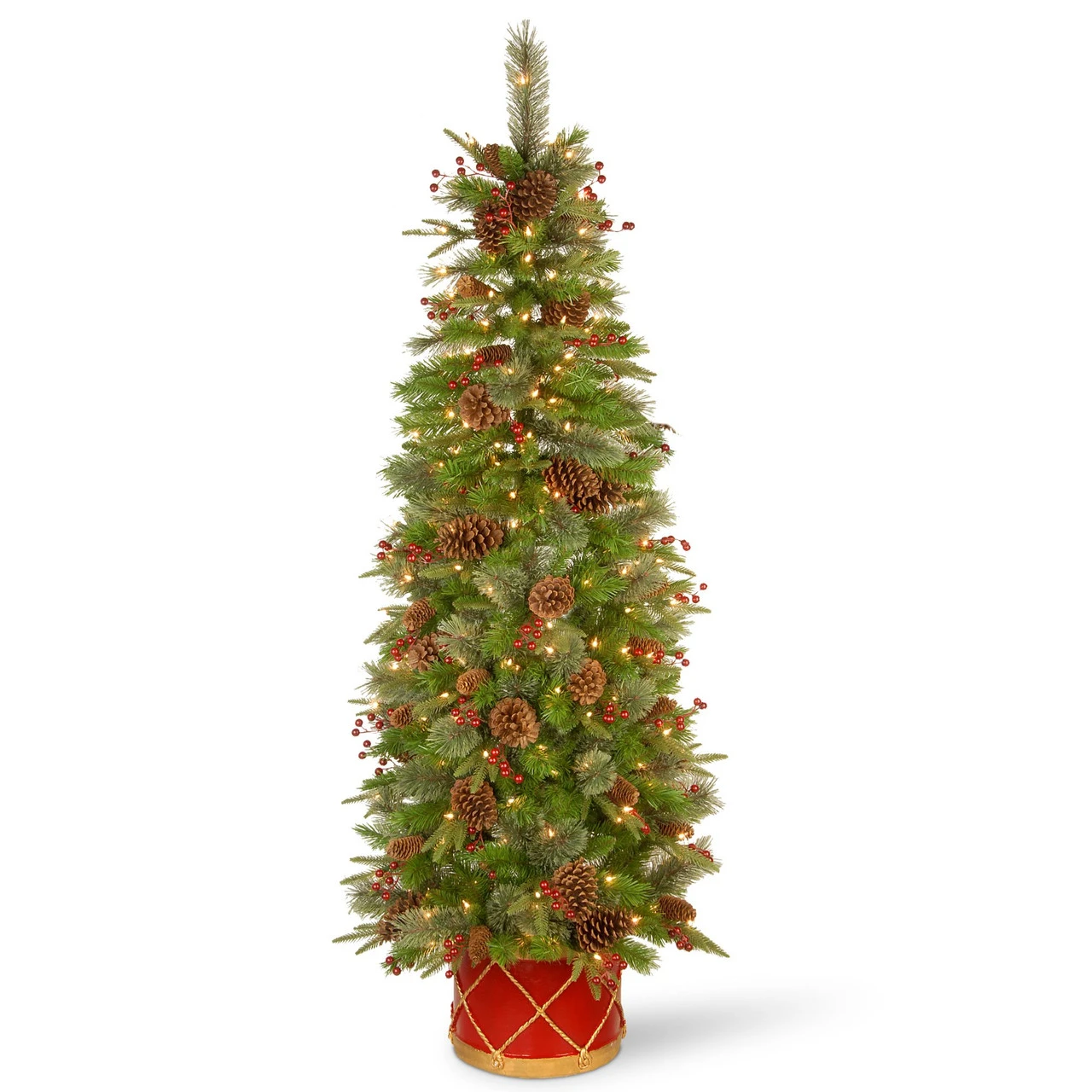 6' Pre-Lit Pencil Colonial Pine Artificial Half Wall Christmas Tree - Clear Lights 1 6' Pre-Lit Pencil Colonial Pine Artificial Half Wall Christmas Tree - Clear Lights