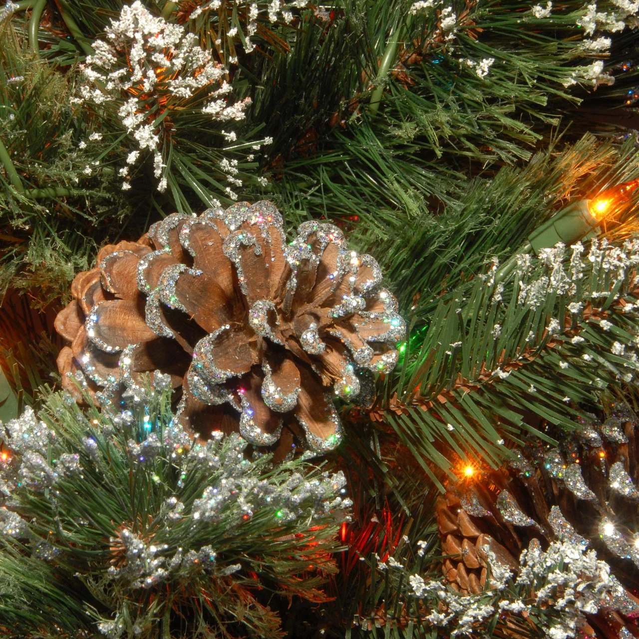 3' Pre-Lit Glittering Pine Pencil Slim Artificial Christmas Tree – Multicolor Incandescent Lights 2 3' Pre-Lit Glittering Pine Pencil Slim Artificial Christmas Tree – Multicolor Incandescent Lights - Image 2