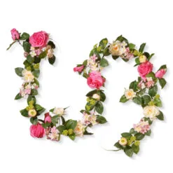 72” Flower Decorated Artificial Garland