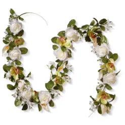 72" White Rose & Calla Lily Garland
