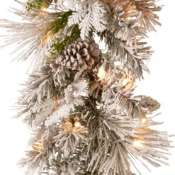 9' X 12" Pre-Lit Snowy Bedford Battery Operated Pine Artificial Christmas Garland - Warm White LED Lights -Deals Christmas decorations Store dnat sbe1 308 9b b1 3 41849.1667575753