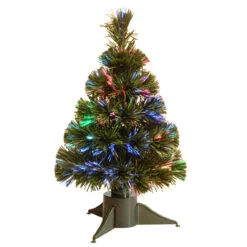 18" Pre-Lit Ice Artificial Fiber Optic Christmas Tree – Multicolor LED Lights