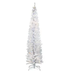 7' Pre-Lit White Iridescent Tinsel Artificial Christmas Tree - Clear Lights