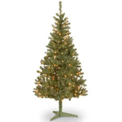 6' Pre-Lit Slim Canadian Grande Fir Artificial Christmas Tree, Clear Lights