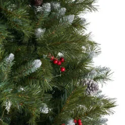 7.5' Pre-Lit Medium Mixed Spruce Artificial Christmas Tree With Frosted Branches - Clear Lights -Deals Christmas decorations Store dnhhf 307360 5 02207.1667662860