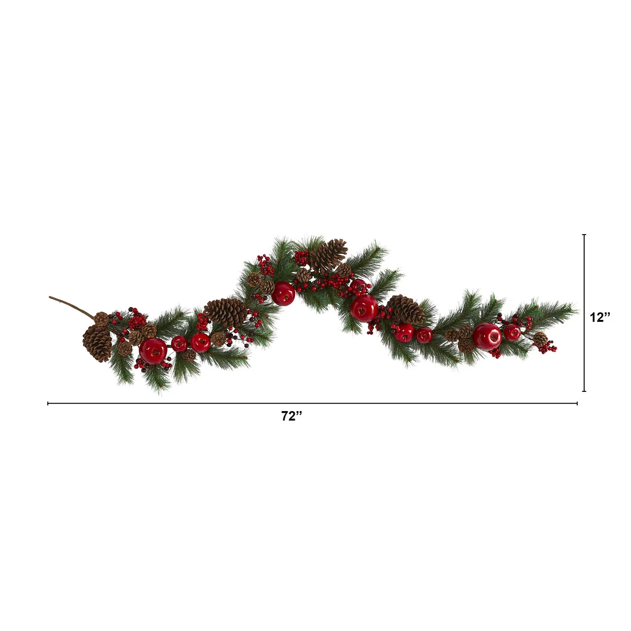 6’ X 12" Apple, Berry And Pinecone Artificial Christmas Garland, Unlit 3 6’ X 12" Apple, Berry And Pinecone Artificial Christmas Garland, Unlit - Image 3