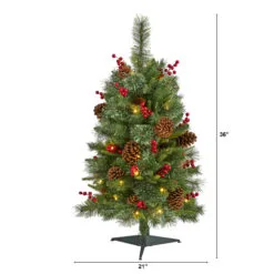 3’ Pre-Lit Norway Cone And Berry Pine Artificial Christmas Tree, Clear LED Lights -Deals Christmas decorations Store dnnl20t1672 5 95118.1680154407
