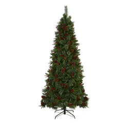 7.5’ Pre-Lit Norway Cone And Berry Pine Artificial Christmas Tree, Clear LED Lights -Deals Christmas decorations Store dnnl20t1676 3 28532.1680198277