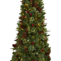 7.5’ Pre-Lit Norway Cone And Berry Pine Artificial Christmas Tree, Clear LED Lights -Deals Christmas decorations Store dnnl20t1676 5 80936.1680198278