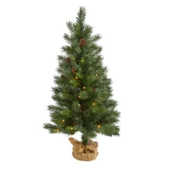 3' Pre-lit Fraser Fir Artificial Christmas Tree In Burlap Base, Clear Lights