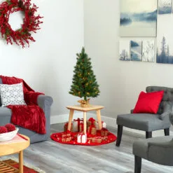 3' Pre-lit Fraser Fir Artificial Christmas Tree In Burlap Base, Clear Lights -Deals Christmas decorations Store dnnl20t1993 5 78489.1676480881