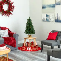 3' Pre-lit Fraser Fir Artificial Christmas Tree In Burlap Base, Clear Lights -Deals Christmas decorations Store dnnl20t1993 6 15019.1676480882