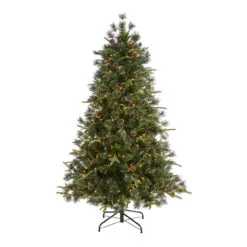 6’ Pre-Lit Snow Tipped Clermont Artificial Christmas Tree, Clear LED Lights