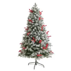 6’ Pre-Lit Flocked Artificial Christmas Tree, Warm Clear LED Lights -Deals Christmas decorations Store dnnl20t3033 6 77499.1680542291