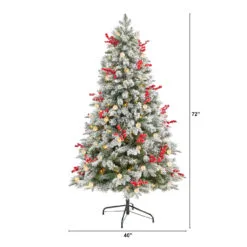 6’ Pre-Lit Flocked Artificial Christmas Tree, Warm Clear LED Lights -Deals Christmas decorations Store dnnl20t3033 7 33401.1680542292