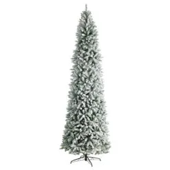 10’ Pre-Lit Slim Flocked Montreal Artificial Christmas Tree, Warm Clear LED Lights -Deals Christmas decorations Store dnnl20t3314 3 29960.1667534971