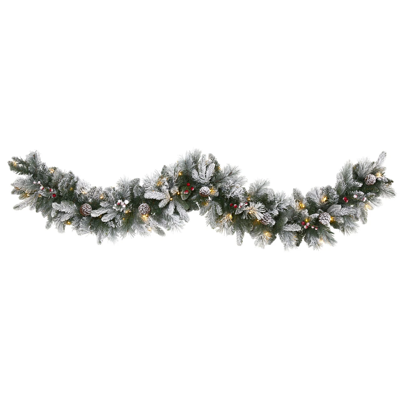 6’ X 8" Pre-Lit Pinecone And Berries Artificial Christmas Garland, Clear LED Lights 1 6’ X 8" Pre-Lit Pinecone And Berries Artificial Christmas Garland, Clear LED Lights