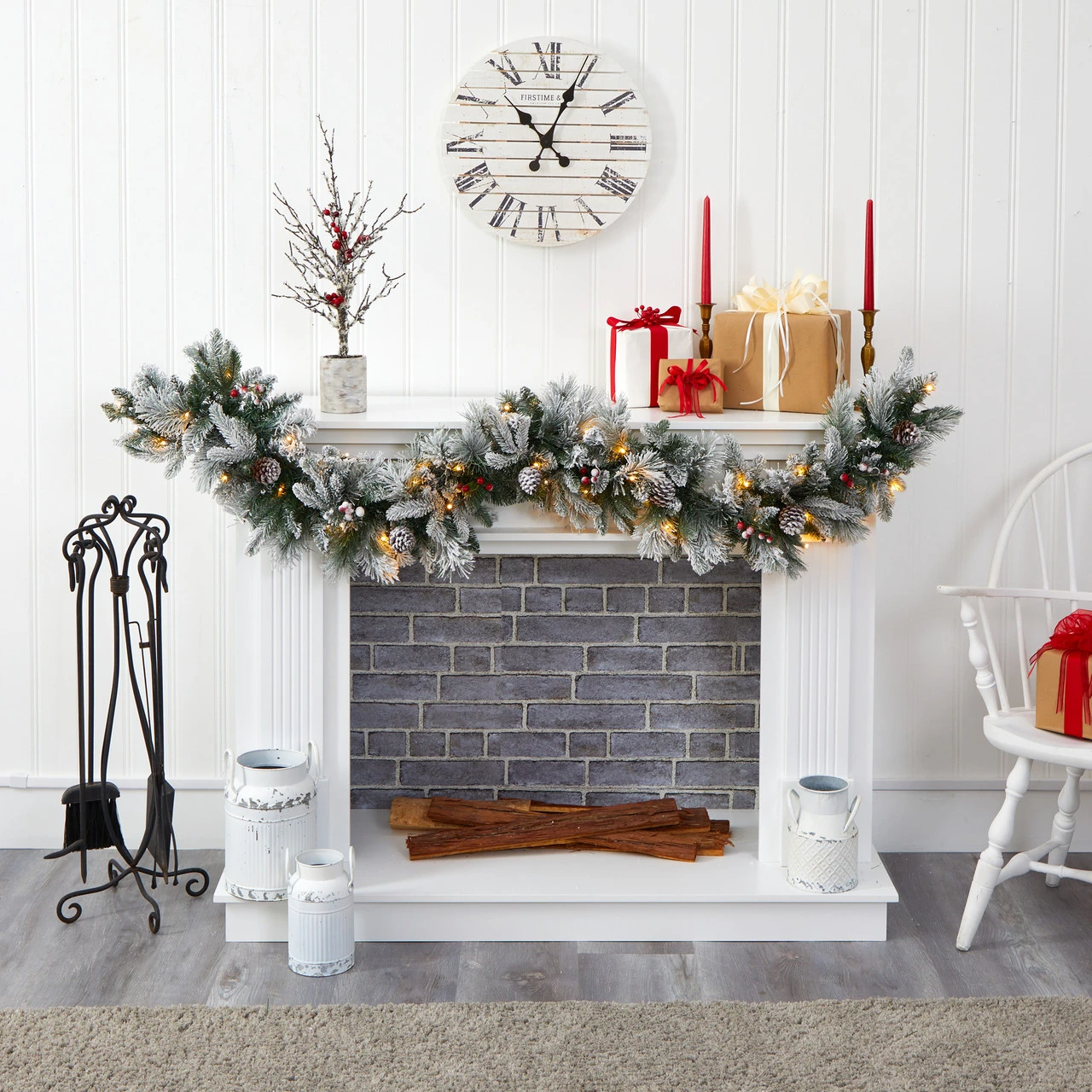 6’ X 8" Pre-Lit Pinecone And Berries Artificial Christmas Garland, Clear LED Lights 4 6’ X 8" Pre-Lit Pinecone And Berries Artificial Christmas Garland, Clear LED Lights - Image 4