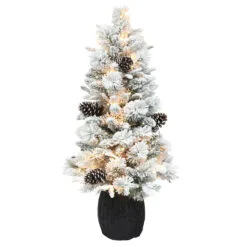 3.5' Pre-lit Flocked Artificial Christmas Tree – Clear Lights