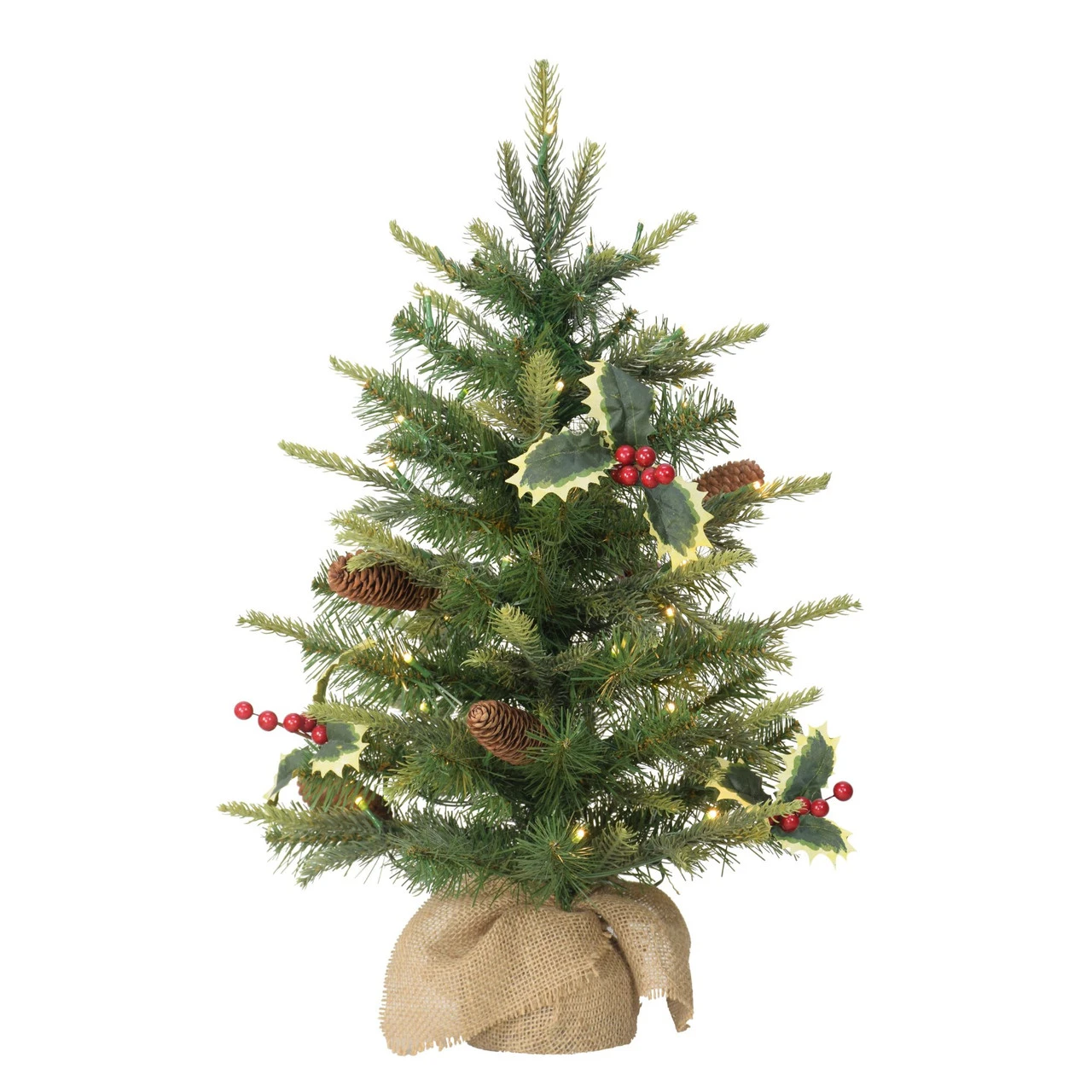2' Pre-Lit Pine Cone And Berries Table Top Artificial Christmas Tree, Warm White Lights 1 2' Pre-Lit Pine Cone And Berries Table Top Artificial Christmas Tree, Warm White Lights