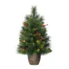 2' Pre-Lit Table Top Artificial Christmas Tree In Gold Base, Warm White