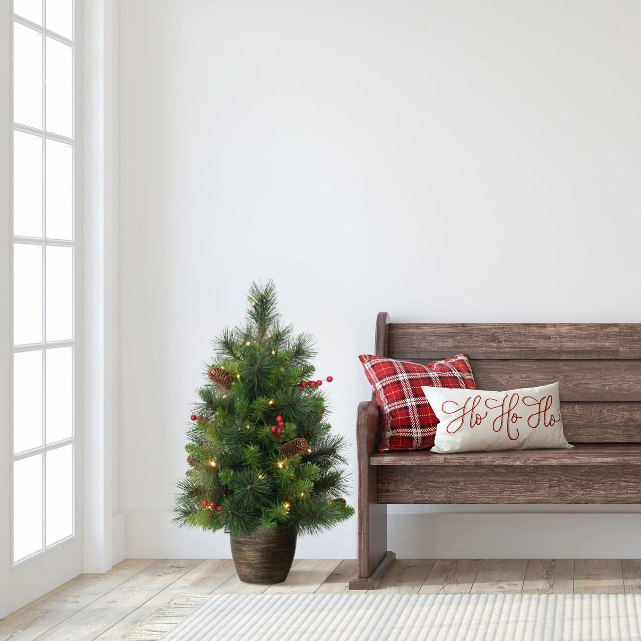 2' Pre-Lit Table Top Artificial Christmas Tree In Gold Base, Warm White 2 2' Pre-Lit Table Top Artificial Christmas Tree In Gold Base, Warm White - Image 2