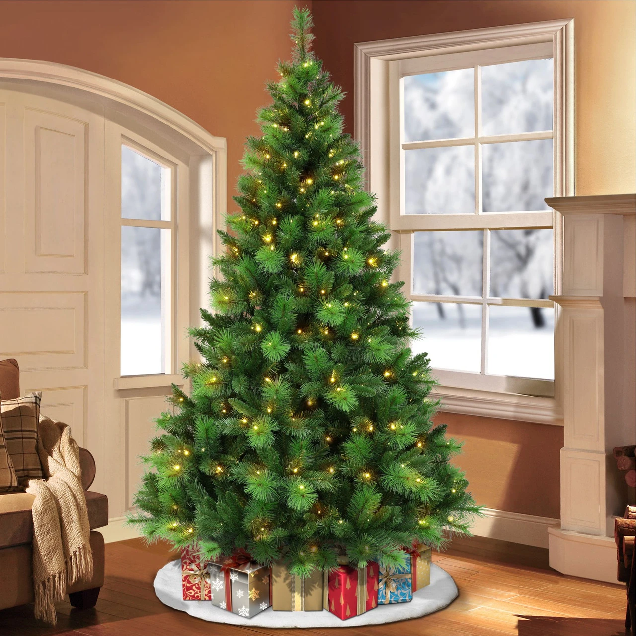 7.5' Pre-LitAdirondack Pine Artificial Christmas Tree, Multi-Color Lights 2 7.5' Pre-LitAdirondack Pine Artificial Christmas Tree, Multi-Color Lights - Image 2