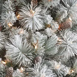 7.5' Pre-Lit Flocked Traditional Pine Artificial Christmas Tree, Clear Lights -Deals Christmas decorations Store dpul ctpf 75c750 3 62800.1688182444