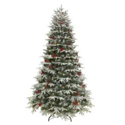 6.5' Pre-lit Flocked Halifax Fir Artificial Christmas Tree, Clear Lights