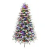 7.5' Pre-lit Flocked Halifax Fir Artificial Slim Christmas Tree, Color Select LED Lights