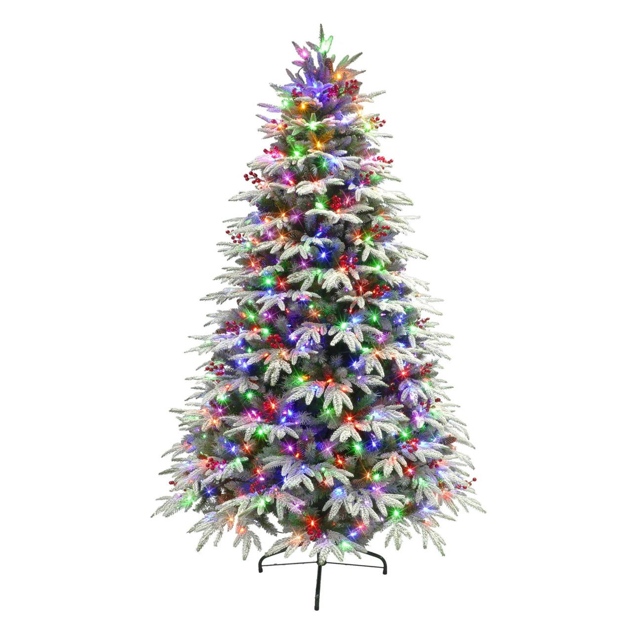 7.5' Pre-lit Flocked Halifax Fir Artificial Slim Christmas Tree, Color Select LED Lights 1 7.5' Pre-lit Flocked Halifax Fir Artificial Slim Christmas Tree, Color Select LED Lights