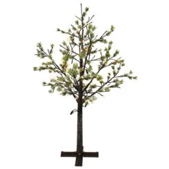 6.5ft Pre-Lit Pencil Fir Table Top Artificial Christmas Tree With Twinkling White LED Lights