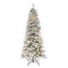 7.5' Pre-Lit Flocked Slim Spruce Artificial Christmas Tree With Clear Incandescent Lights