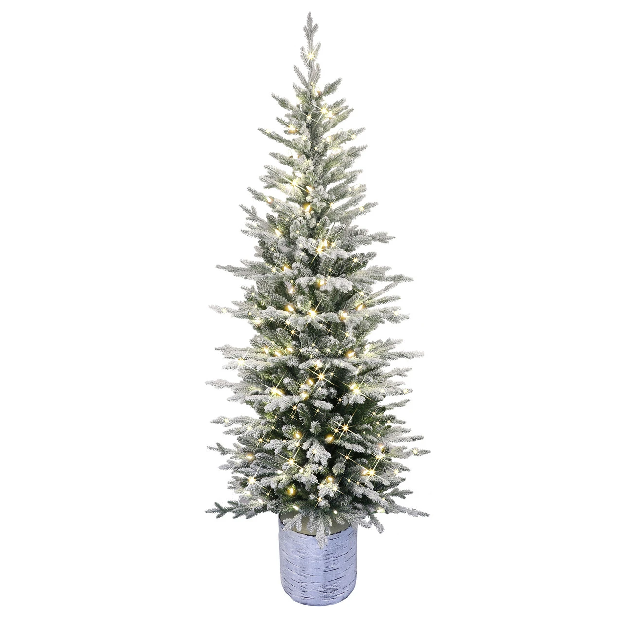 6' Pre-Lit Potted Flocked Arctic Fir Christmas Tree With Warm White LED Lights 1 6' Pre-Lit Potted Flocked Arctic Fir Christmas Tree With Warm White LED Lights
