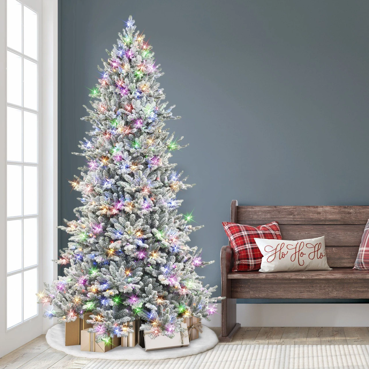 7.5' Pre-lit Flocked Royal Majestic Douglas Fir Downswept Artificial Christmas Tree, Color Select LED Lights 2 7.5' Pre-lit Flocked Royal Majestic Douglas Fir Downswept Artificial Christmas Tree, Color Select LED Lights - Image 2
