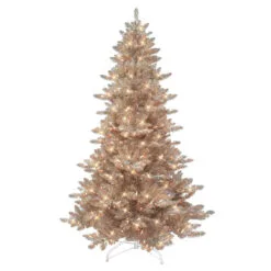 6.5' Pre-lit Royal Majestic Spruce Rose Gold Artificial Christmas Tree, Clear Lights