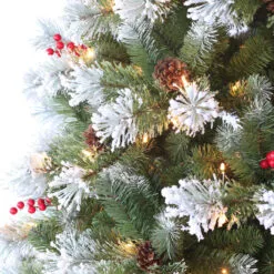 7.5' Flocked Pine Artificial Christmas Tree, Clear Lights -Deals Christmas decorations Store dpul stpf tf75c350 3 00328.1688429003