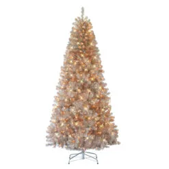 7.5' Pre-lit Rose Gold Artificial Christmas Tree, Clear Lights