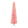 6.5' Pre-lit Flocked Fashion Pink Pencil Artificial Christmas Tree, Clear Lights