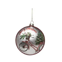 4.5" Silver And Red Christmas Pinecone Ball Ornament