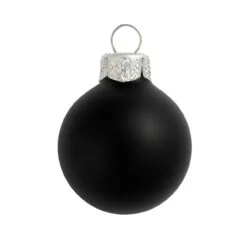 28ct Black Glass Matte Christmas Ball Ornaments 2" (50mm)