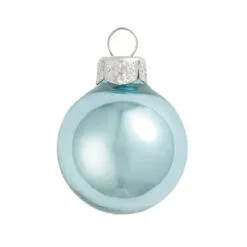 12ct Baby Blue Shiny Glass Christmas Ball Ornaments 2.75" (69mm)