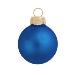 40ct Blue And Gold Matte Glass Christmas Ball Ornaments 1.5" (40mm)