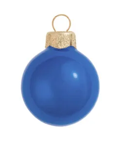 2ct Delft Blue Pearl Glass Christmas Ball Ornaments 6" (150mm)