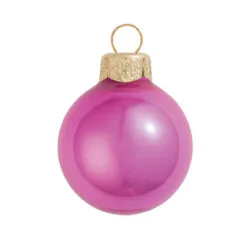 40ct Lipstick Pink Glass Shiny Christmas Ball Ornaments 1.25" (30mm)