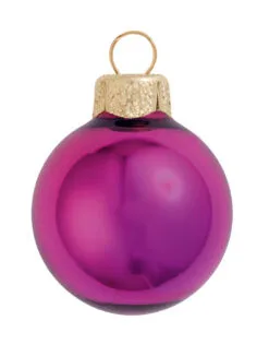 4ct Raspberry Pink And Gold Shiny Glass Christmas Ball Ornaments 4.75" (120mm)