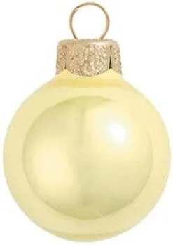 12ct Sun Yellow Pearl Glass Ball Christmas Ornaments 2.75"