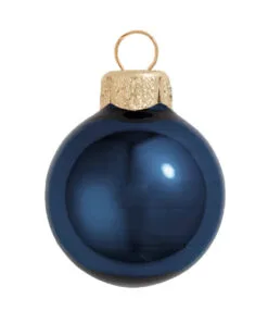 2ct Midnight Blue Pearl Glass Christmas Ball Ornaments 6" (150mm)
